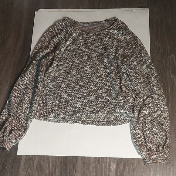 SHEIN Black,/White Puff Sleeve Crew Neck Sweater M Cozy Comfy Winter Fall Twee - Picture 5 of 10